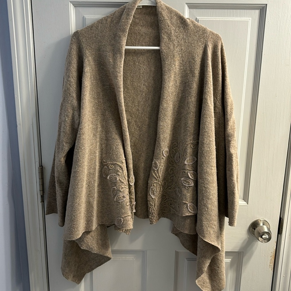 Vintage Coldwater Creek Embroidered Wool Cardigan